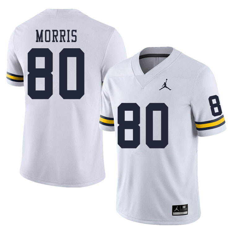 Men #80 Mike Morris Michigan Wolverines College Football Jerseys Sale-White